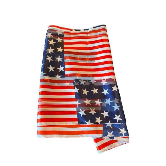 American Flag Patriotic Stars Stripes Red White Blue Scarf - Picture 3 of 4